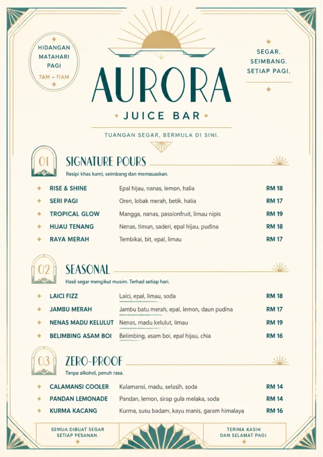 Boutique Pour Card juice-menu menu template preview