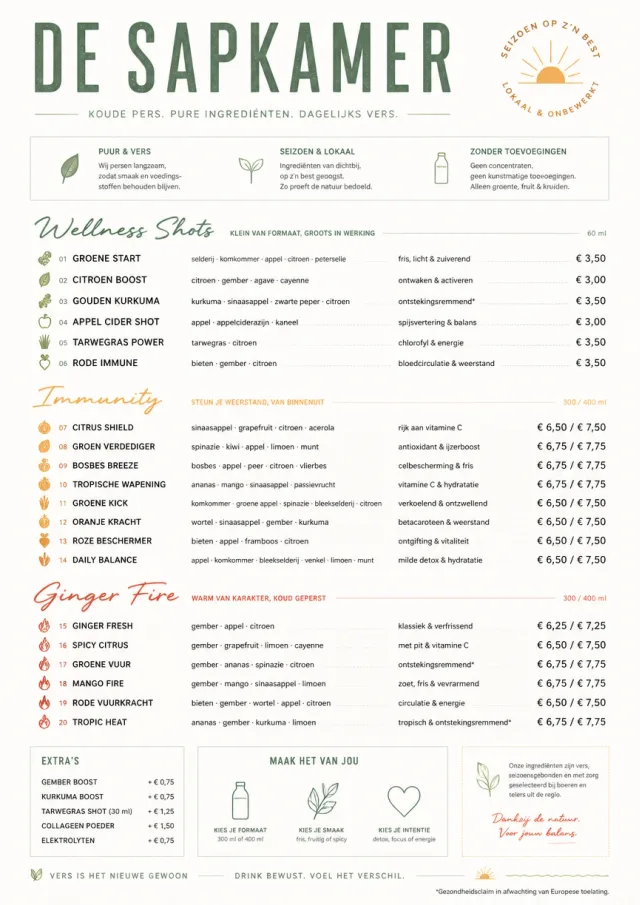 Modern Minimal Pour juice-menu menu template preview