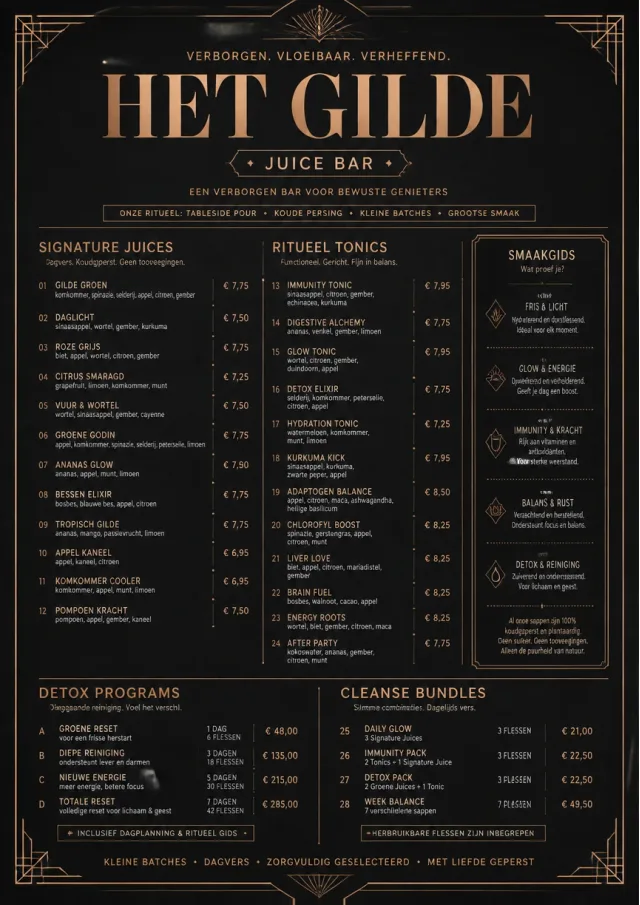Speakeasy Spirits juice-menu menu template preview