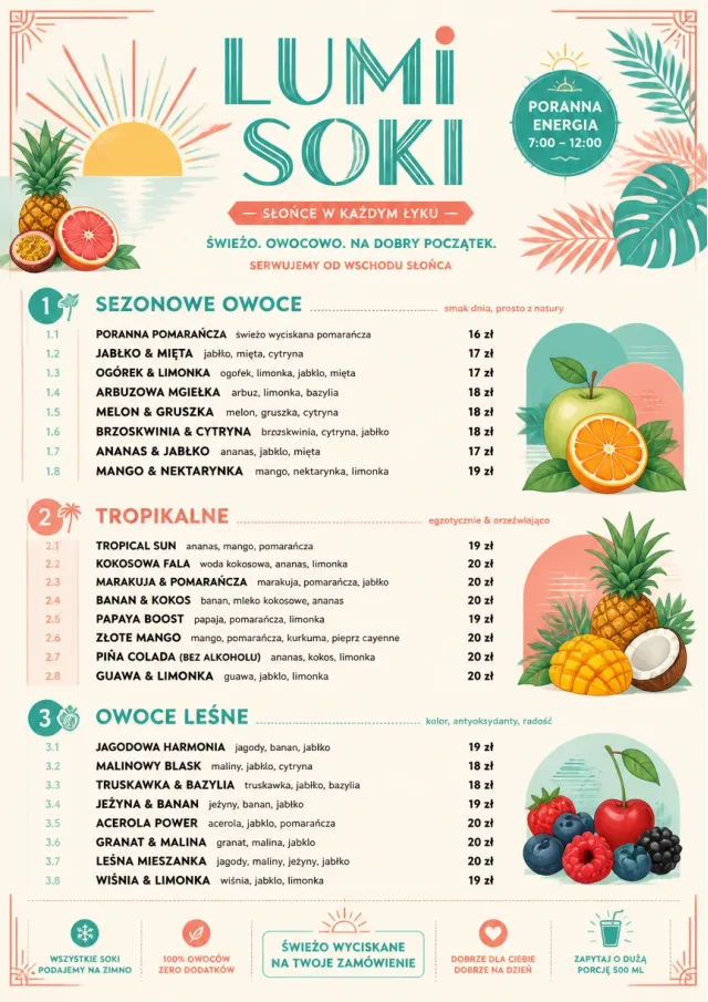 Tropical Refresh juice-menu menu template preview