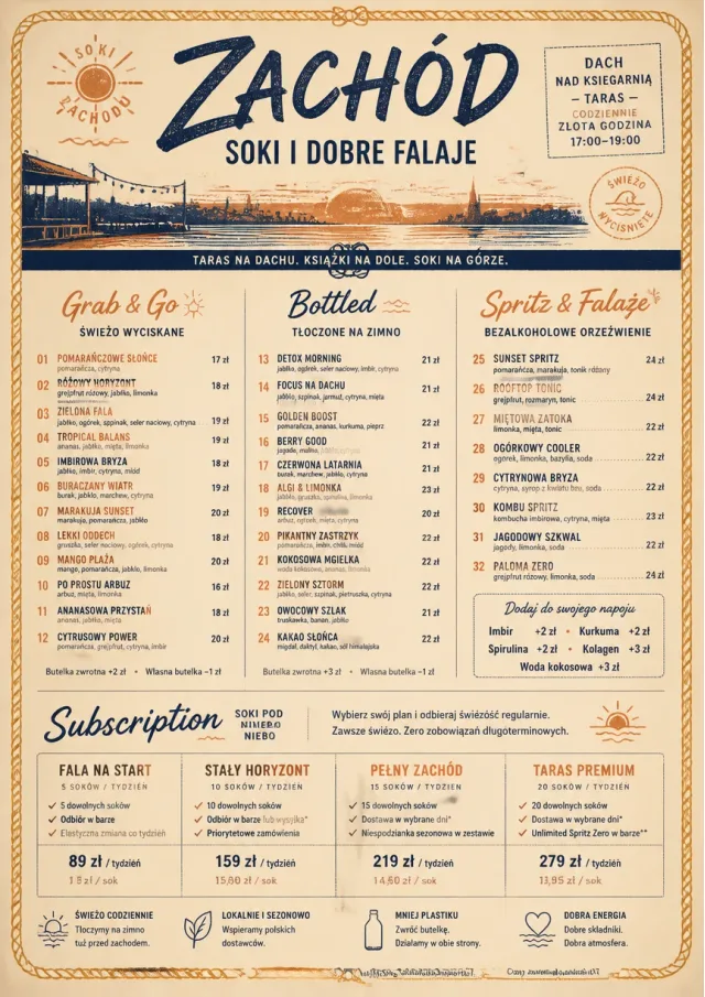 Coastal Sunset juice-menu menu template preview