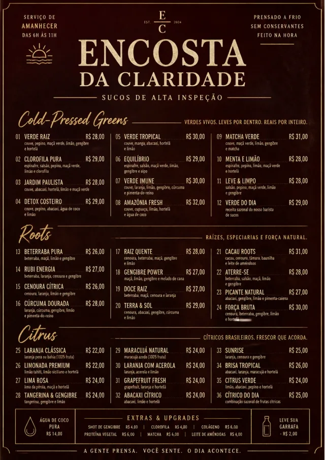 Editorial Cellar juice-menu menu template preview