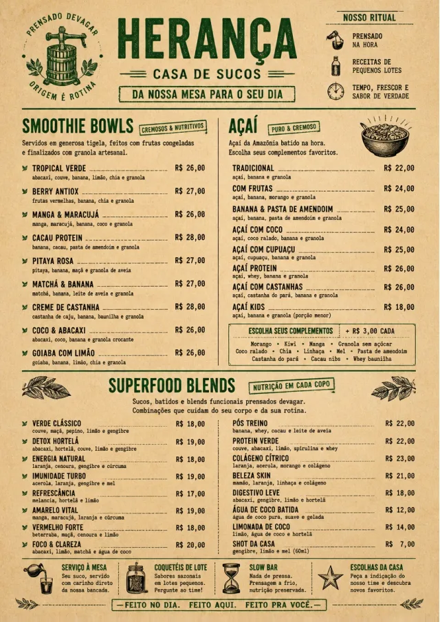 Heritage Taproom juice-menu menu template preview
