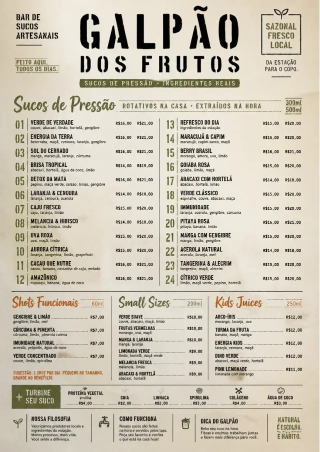 Industrial Craft juice-menu menu template preview