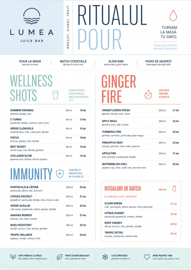 Modern Minimal Pour juice-menu menu template preview