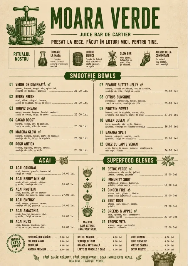 Heritage Taproom juice-menu menu template preview