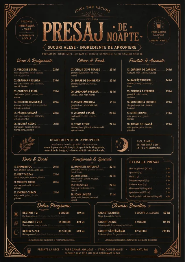 Speakeasy Spirits juice-menu menu template preview