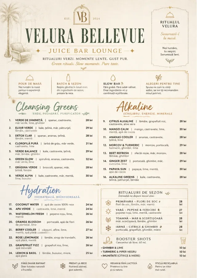 Luxury Hotel Lounge juice-menu menu template preview