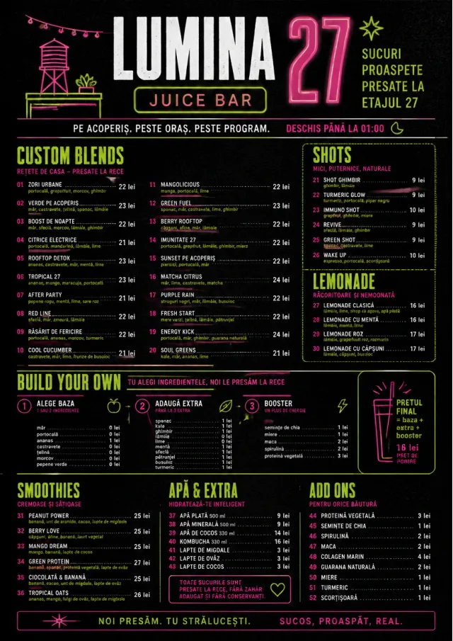 Neon Night Pour juice-menu menu template preview