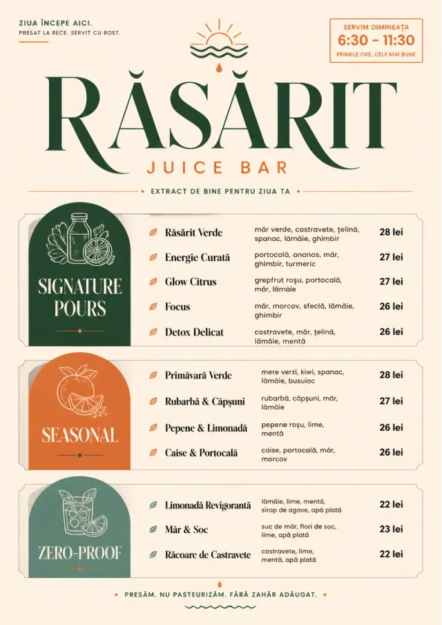 Boutique Pour Card juice-menu menu template preview