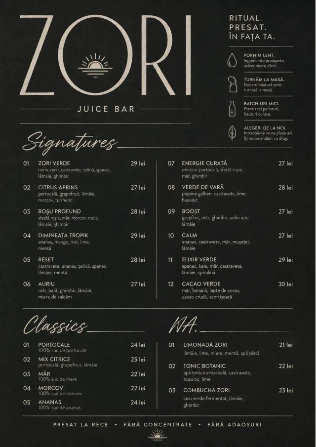 Mono Bar Minimal juice-menu menu template preview
