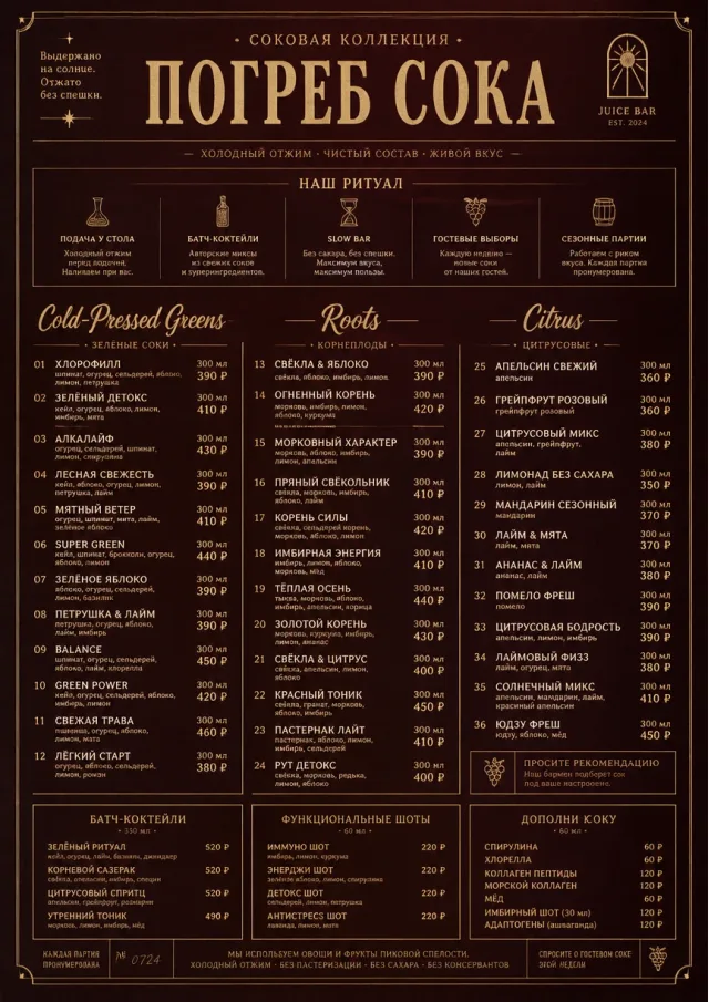 Editorial Cellar juice-menu menu template preview