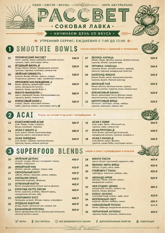 Heritage Taproom juice-menu menu template preview