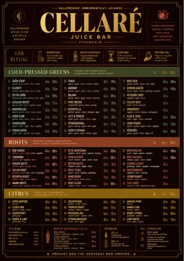 Editorial Cellar juice-menu menu template preview