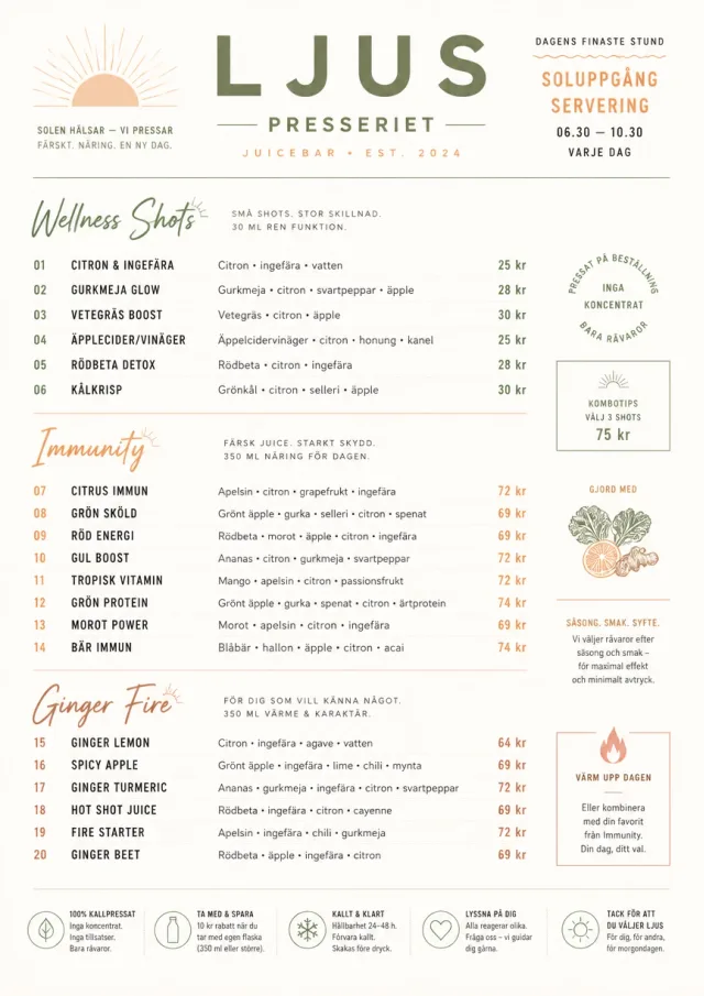 Modern Minimal Pour juice-menu menu template preview