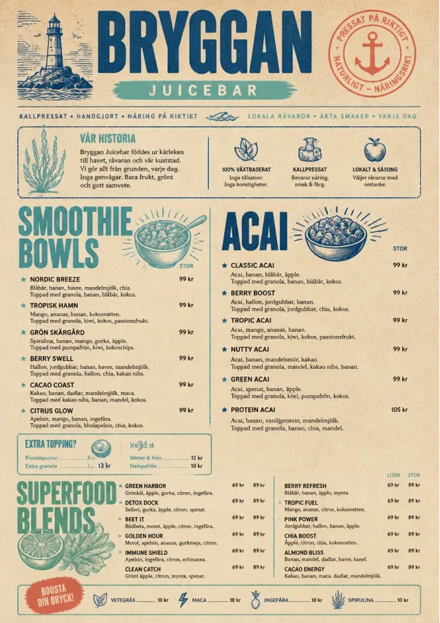 Heritage Taproom juice-menu menu template preview