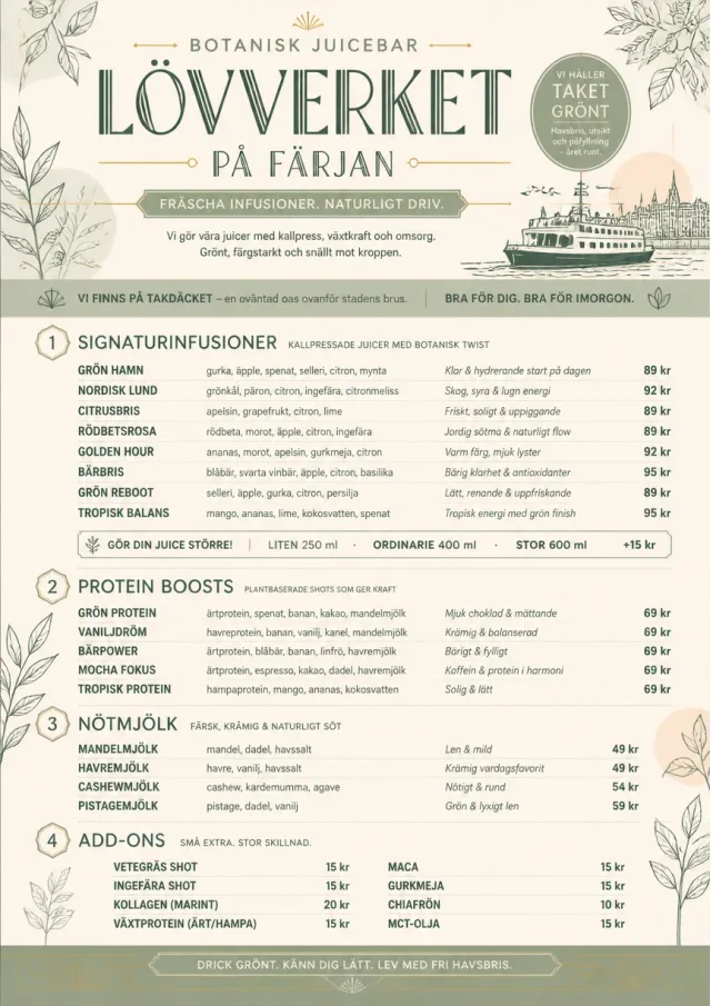 Botanical Infusion juice-menu menu template preview