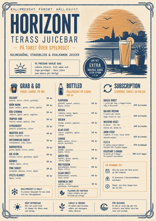 Coastal Sunset juice-menu menu template preview