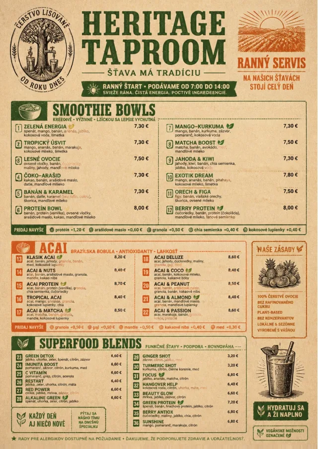 Heritage Taproom juice-menu menu template preview