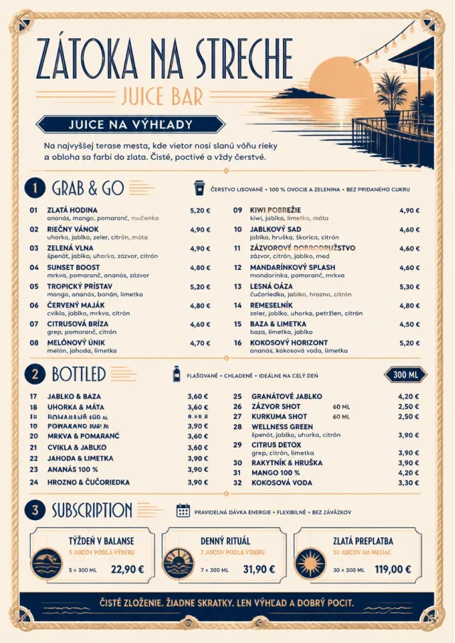 Coastal Sunset juice-menu menu template preview