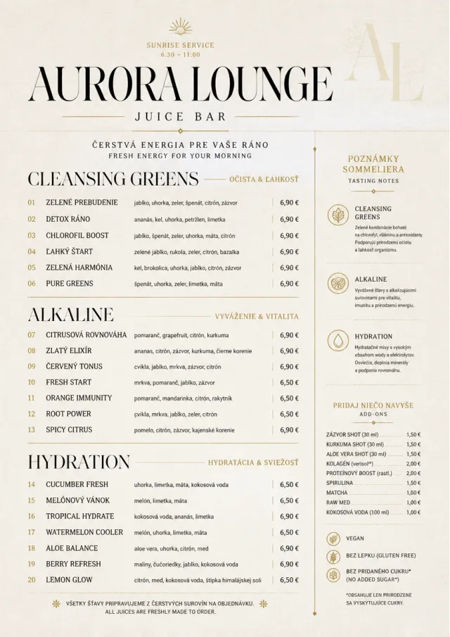 Luxury Hotel Lounge juice-menu menu template preview