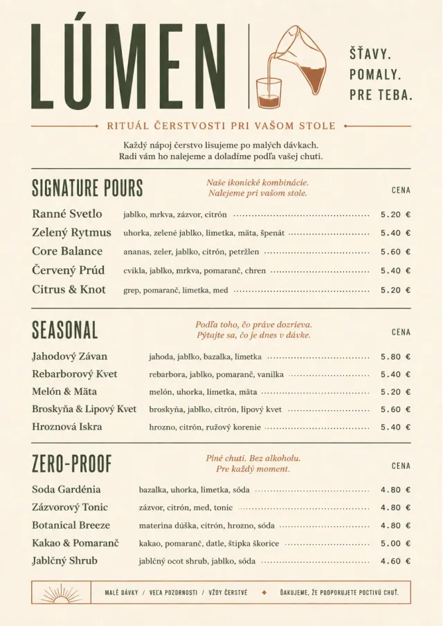 Boutique Pour Card juice-menu menu template preview