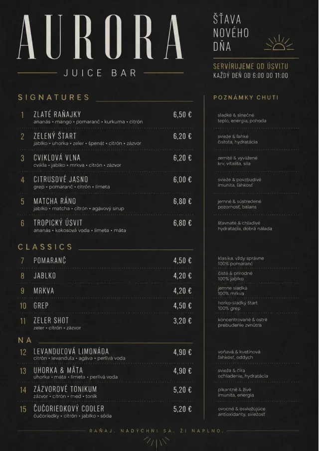 Mono Bar Minimal juice-menu menu template preview