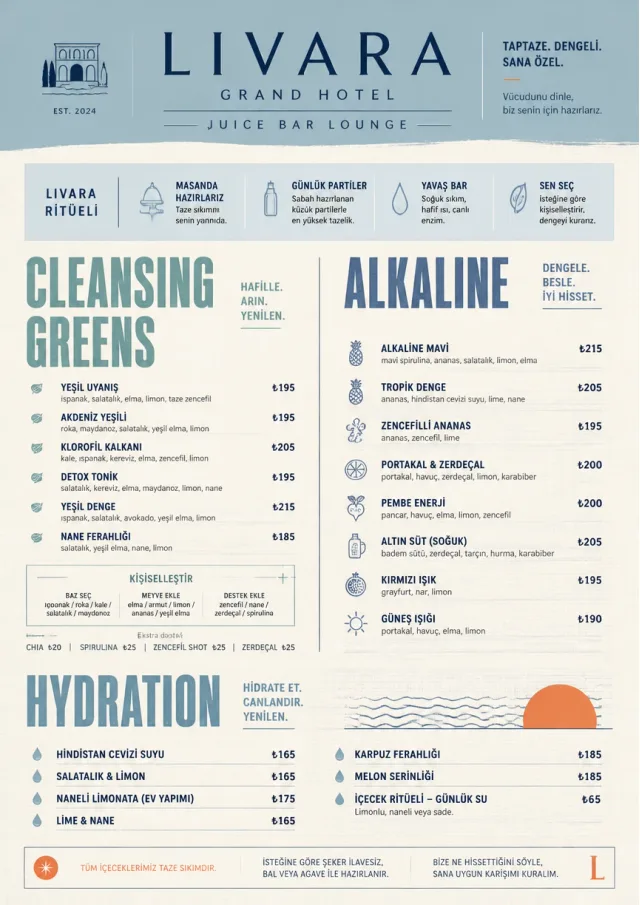 Luxury Hotel Lounge juice-menu menu template preview