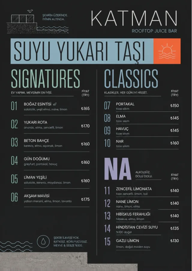 Mono Bar Minimal juice-menu menu template preview