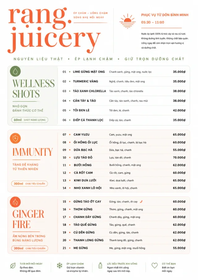 Modern Minimal Pour juice-menu menu template preview