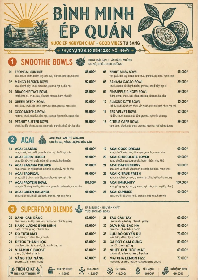 Heritage Taproom juice-menu menu template preview