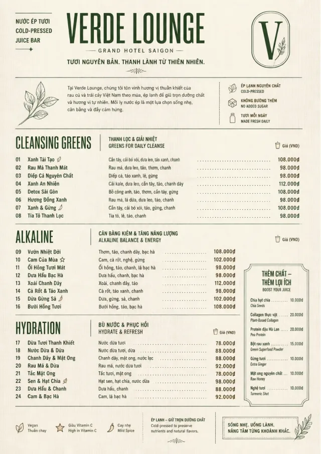 Luxury Hotel Lounge juice-menu menu template preview