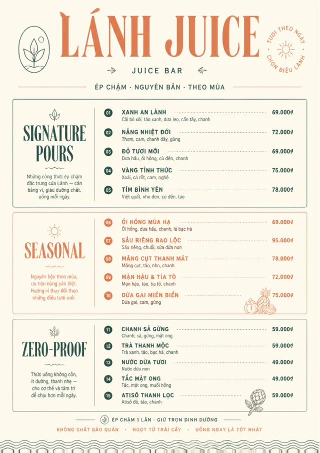 Boutique Pour Card juice-menu menu template preview