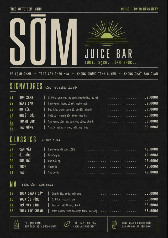 Mono Bar Minimal juice-menu menu template preview