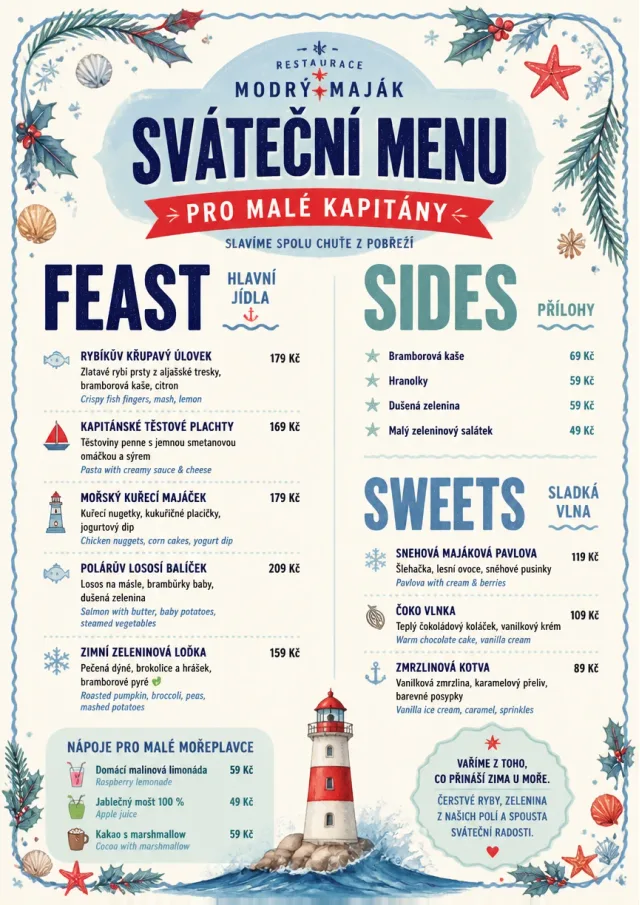Holiday Table Card kids-menu menu template preview