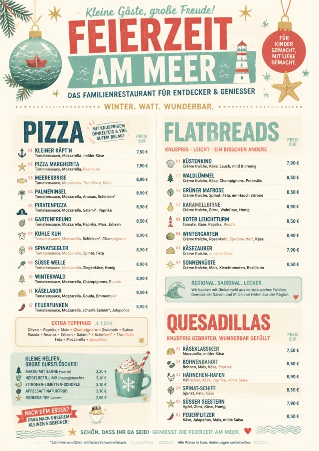 Holiday Festive kids-menu menu template preview