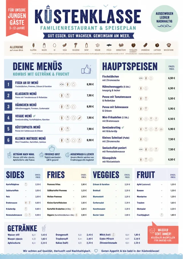 School Canteen kids-menu menu template preview