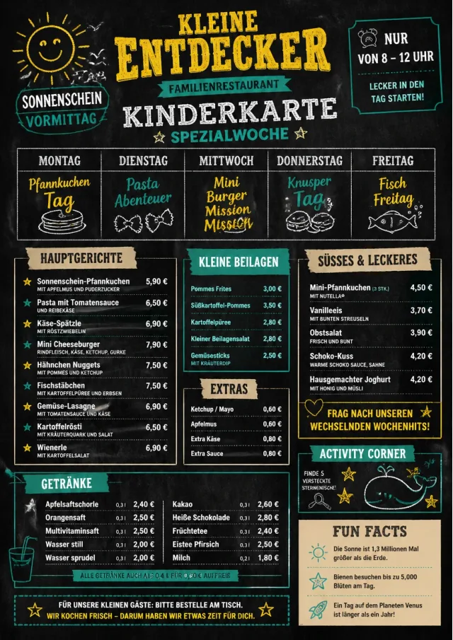 Chalkboard Specials Week kids-menu menu template preview