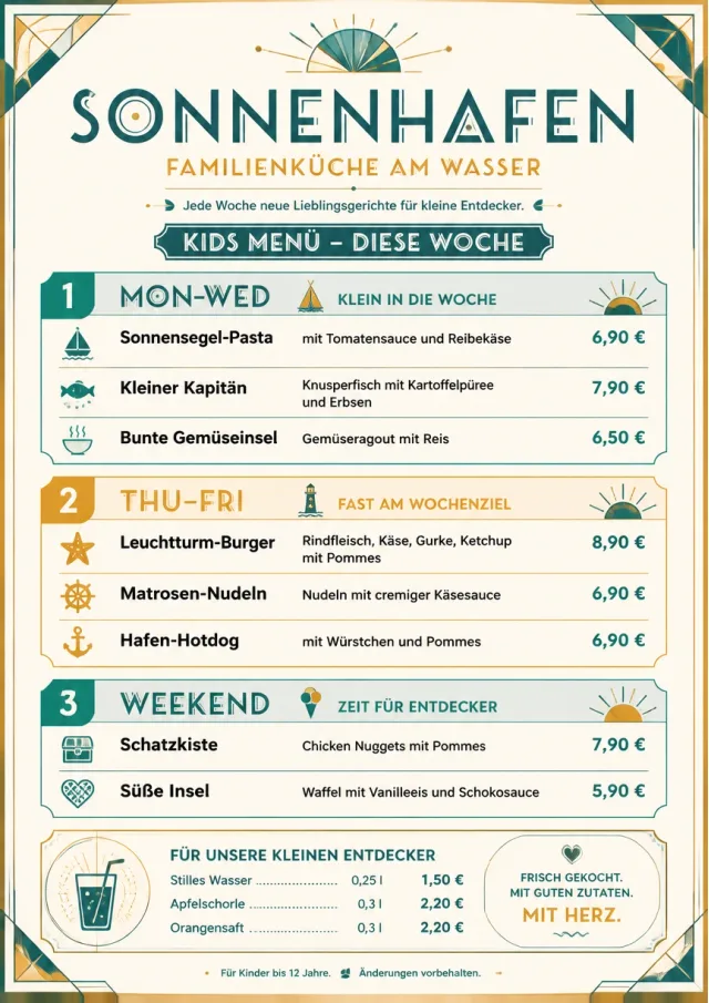 Weekly Board Clean kids-menu menu template preview