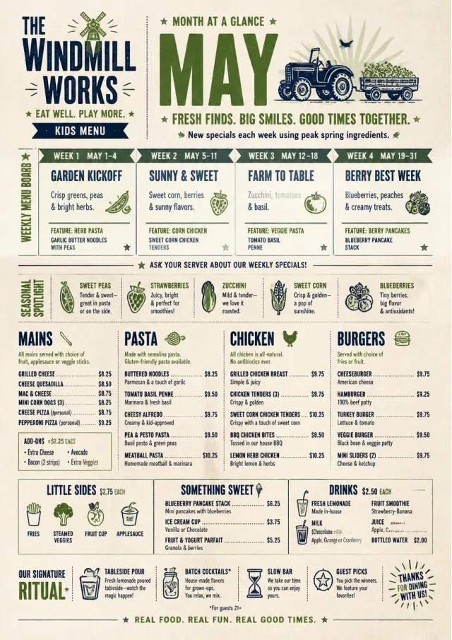 Monthly Seasonal kids-menu menu template preview