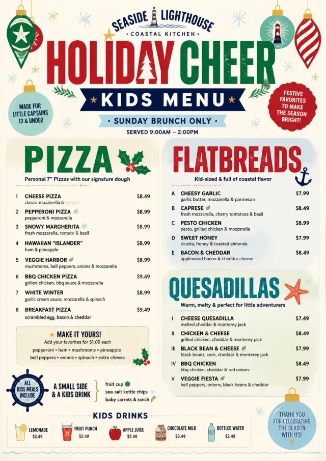 Holiday Festive kids-menu menu template preview