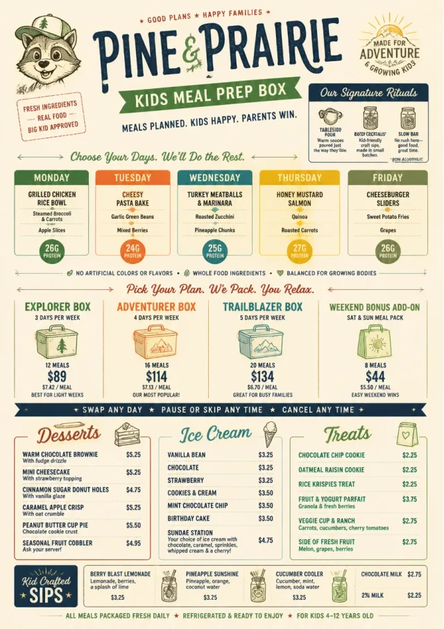 Meal Prep Box kids-menu menu template preview