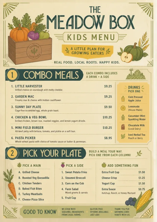 Seasonal Farm Box kids-menu menu template preview