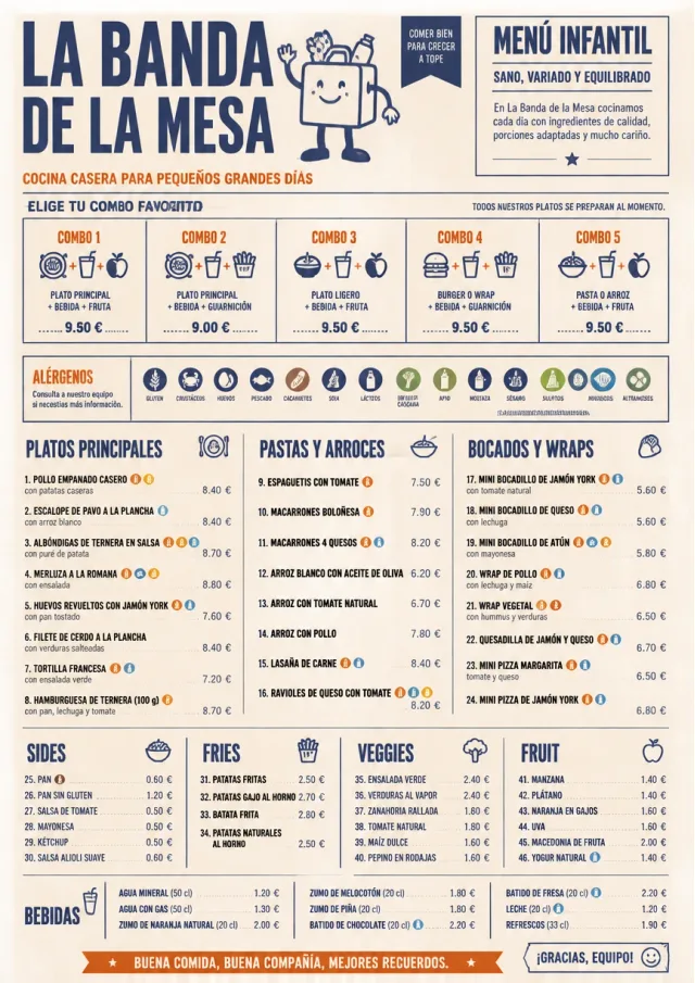 School Canteen kids-menu menu template preview