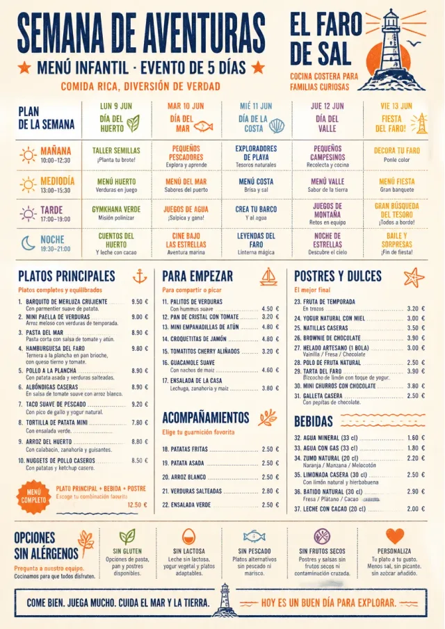 Event Week Schedule kids-menu menu template preview