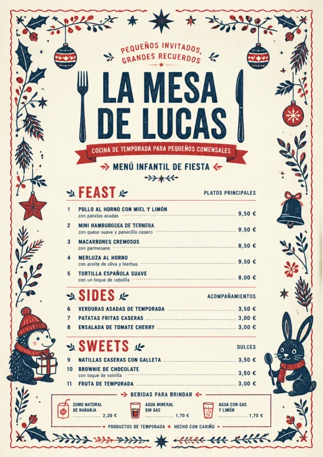 Holiday Table Card kids-menu menu template preview