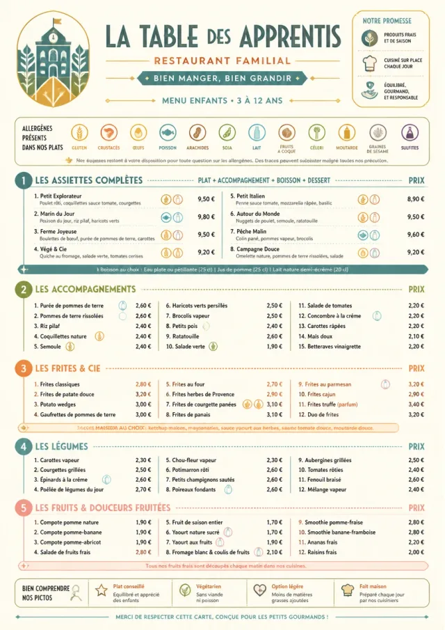 School Canteen kids-menu menu template preview