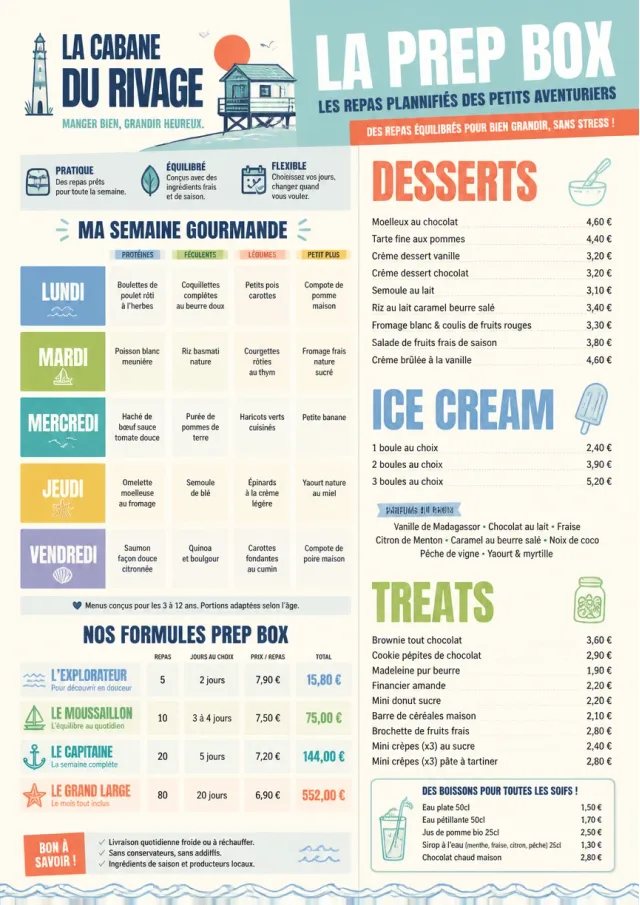 Meal Prep Box kids-menu menu template preview