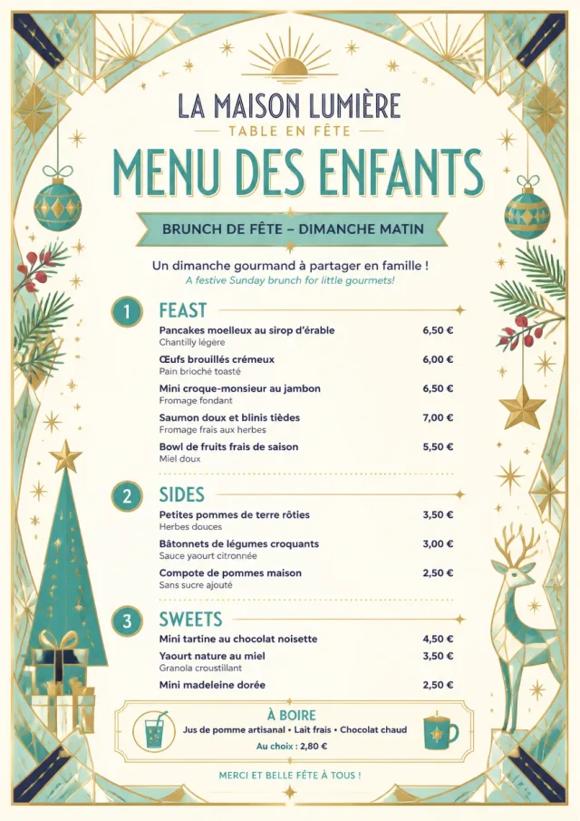 Holiday Table Card kids-menu menu template preview