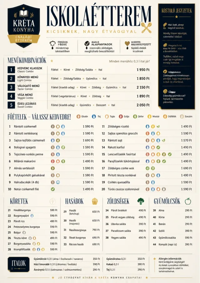 School Canteen kids-menu menu template preview